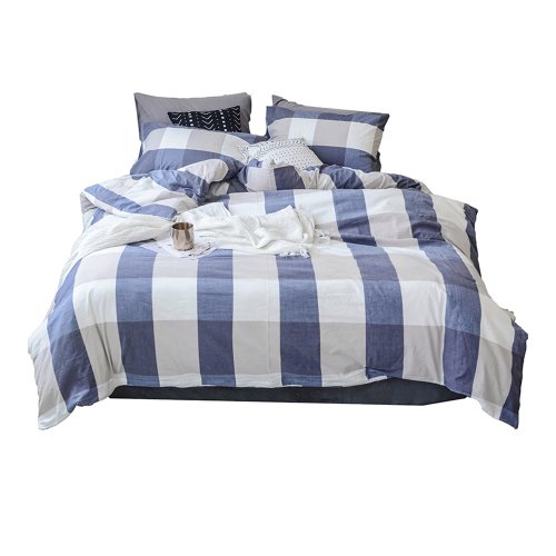  Pure Cotton Bedding Set- Blue and White Checks